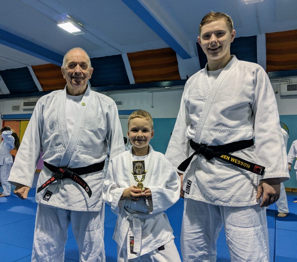 Judoka of the week winner with Sensei Adrian and Sensei Ben